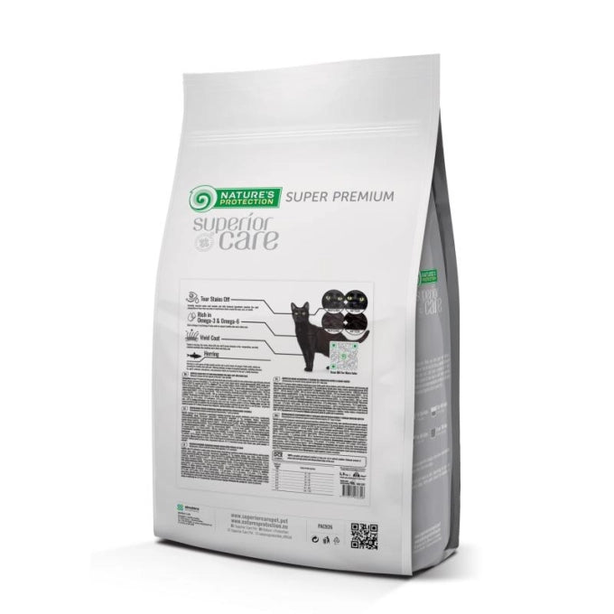 Nature's Protection Superior Care Grain Free hrana uscata pentru pisici adulte cu blana inchisa, hering, 1.5 kg