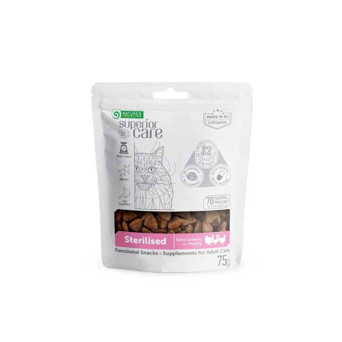 Nature's Protection Superior Care recompense pentru pisici sterilizate, cu pasare, 75 g