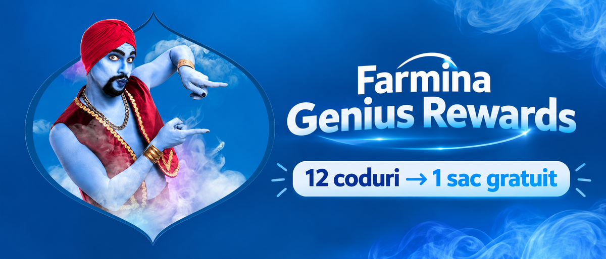 Farmina Genius Rewards: strângi 12 coduri, primești un sac gratuit