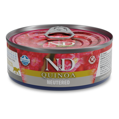 N&D Quinoa Neutered hrană umedă pentru pisici sterilizate cu porc 80 g