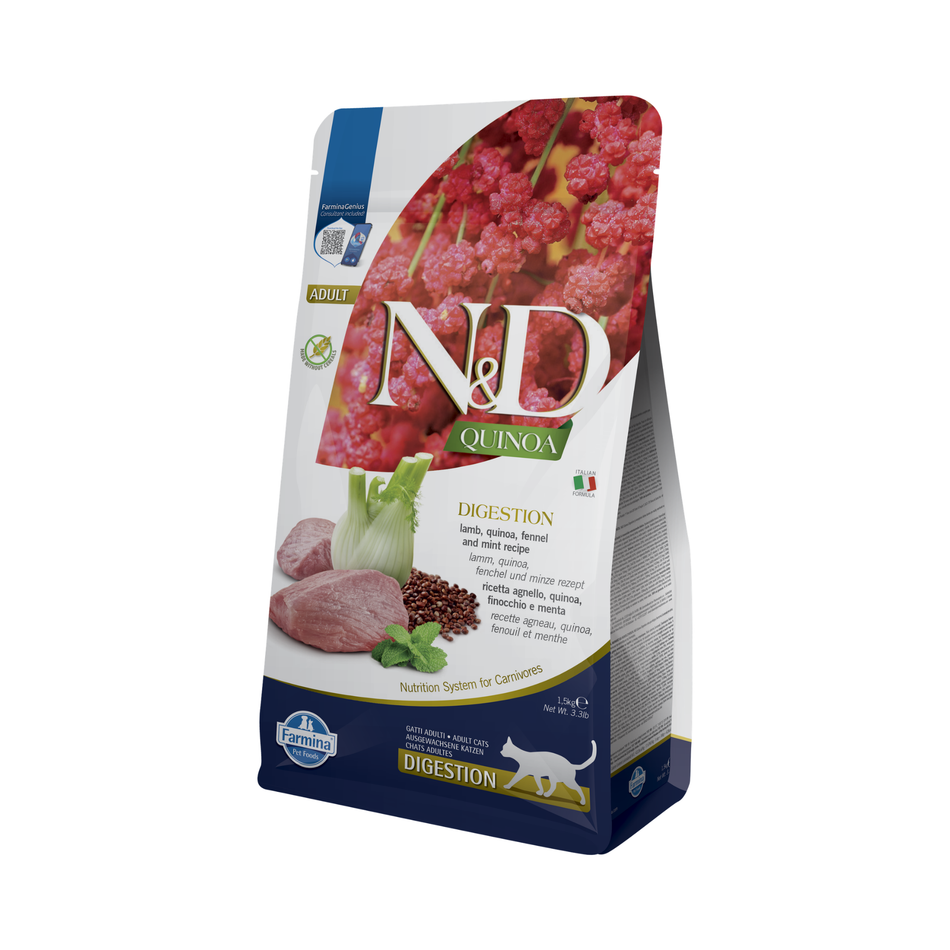 N&D Quinoa Digestion hrana uscata cu miel pentru pisici, 1.5 kg