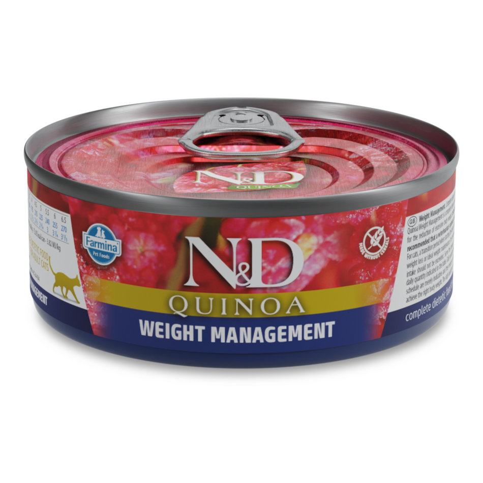 N&D Quinoa Weight Management hrana umeda cu miel pentru pisici, 80 g