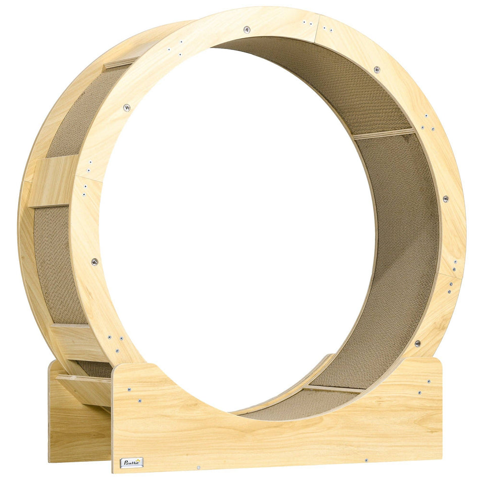 Roata de exercitii pentru pisici, finisaj stejar, 91 cm