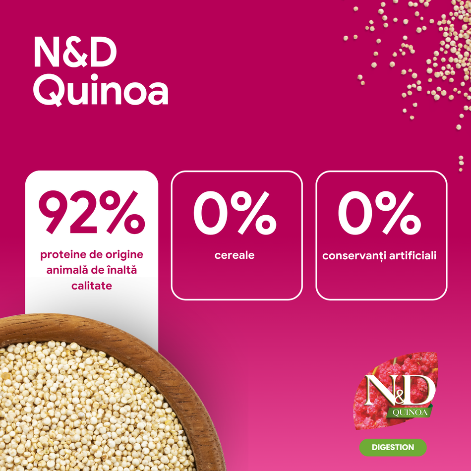 N&D Quinoa Digestion hrana uscata cu miel pentru pisici, 1.5 kg