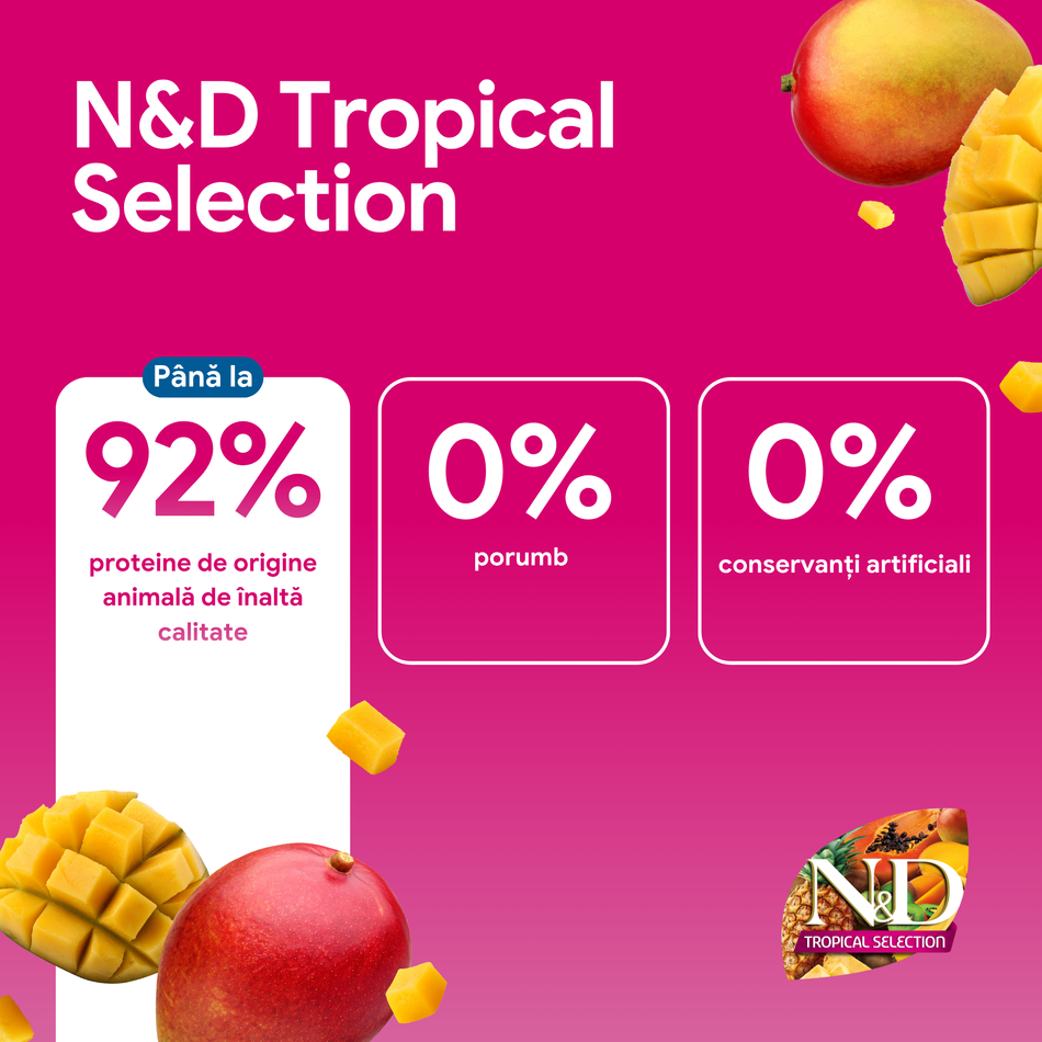 N&D Tropical Selection Neutered hrana uscata cu pui si fructe tropicale pentru pisici, 1.5 kg