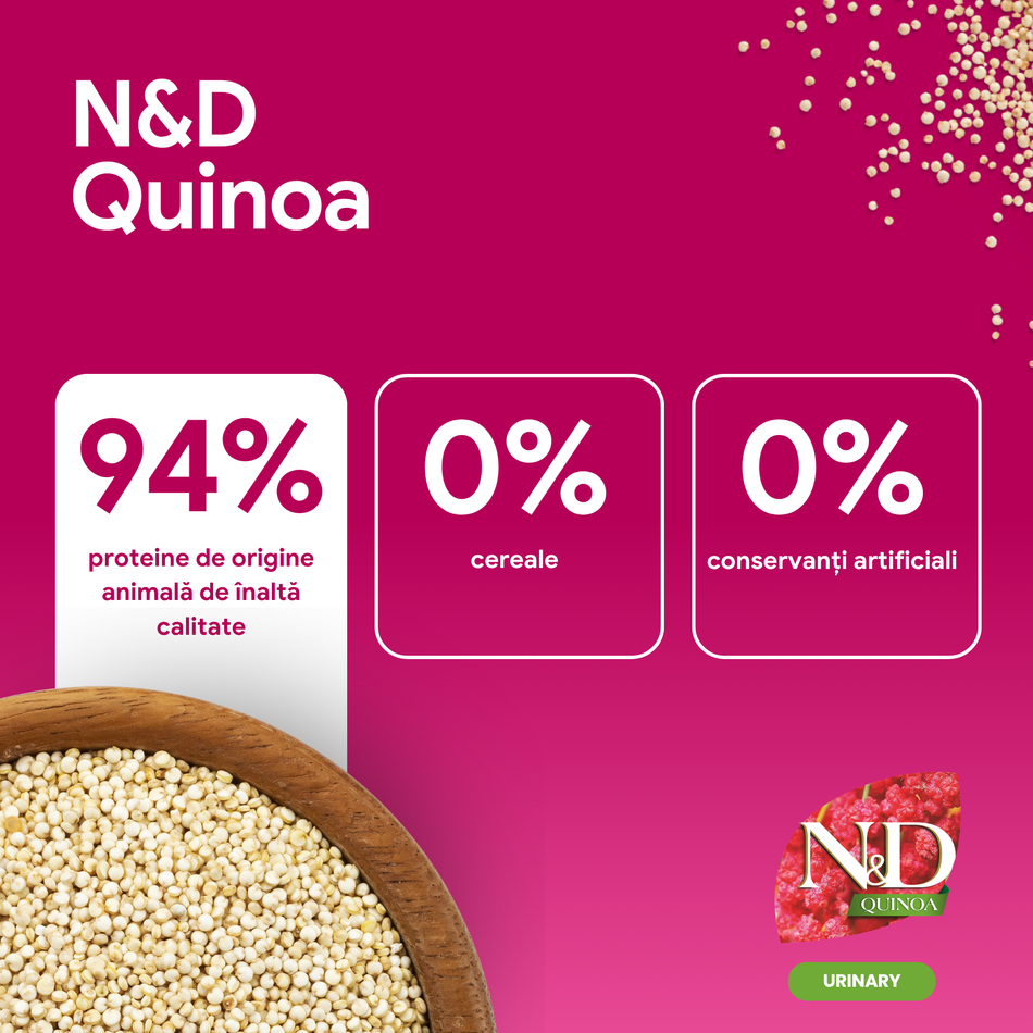 N&D Quinoa Urinary hrană uscată pentru pisici, rață, 1.5 kg