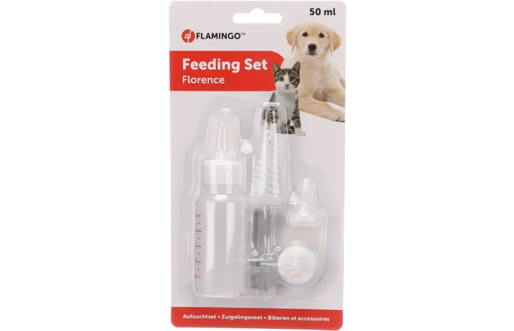 Flamingo Florence set hranire pentru pisoi si pui, biberon 50 ml