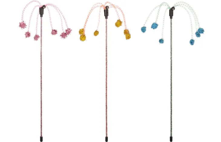 Flamingo Glitty undita interactiva pentru pisici cu tentacule si clopotel, 42 cm