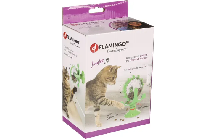 Flamingo Turna jucarie interactiva dozator de recompense pentru pisici, verde