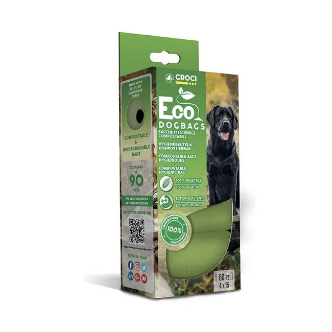 Croci Eco Dog Bags saci compostabili pentru litiera pisicii, 4 role x 15 bucati