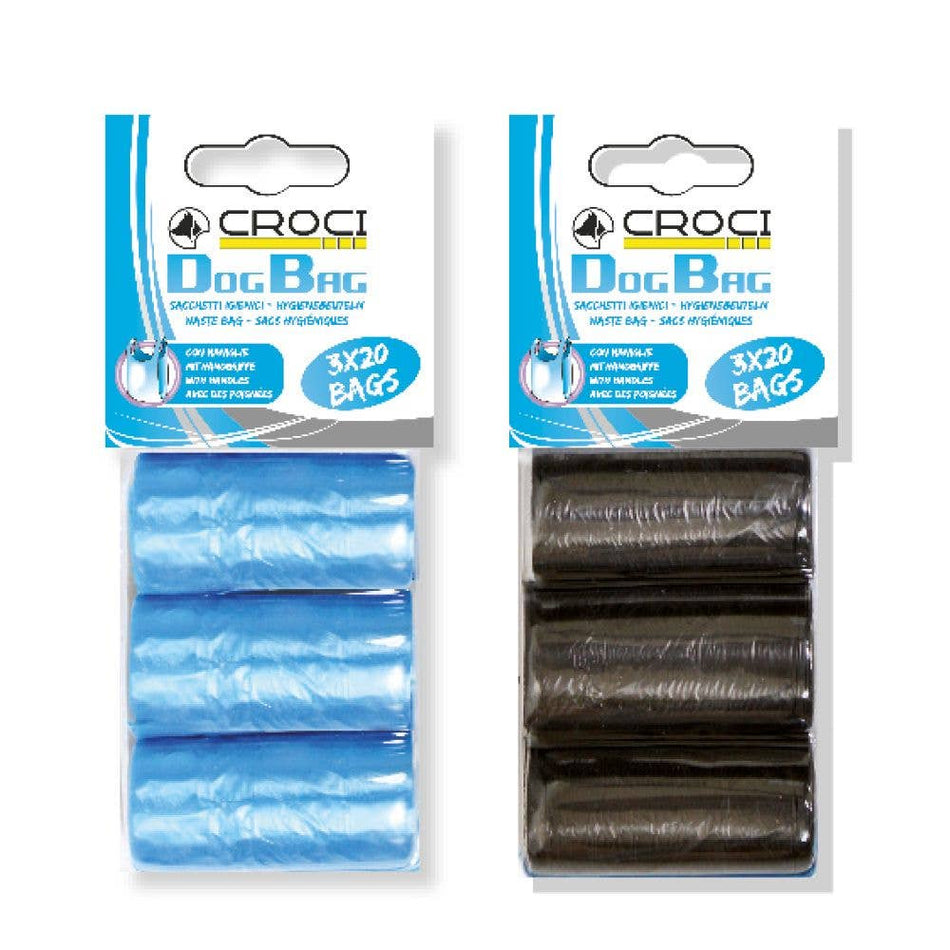 Croci Poop Bag pungi igienice cu manere pentru litiera, 3 role x 20 bucati