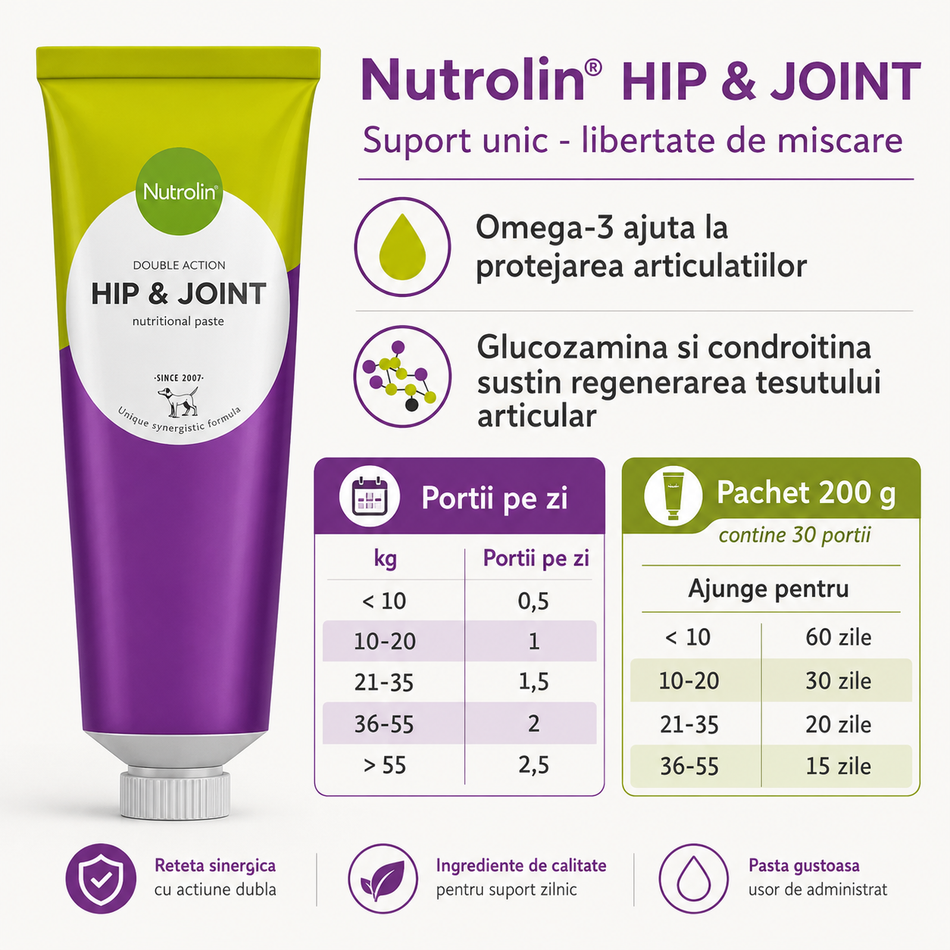 Nutrolin Hip & Joint pasta cu Omega-3 pentru sustinerea articulatiilor, 200 g