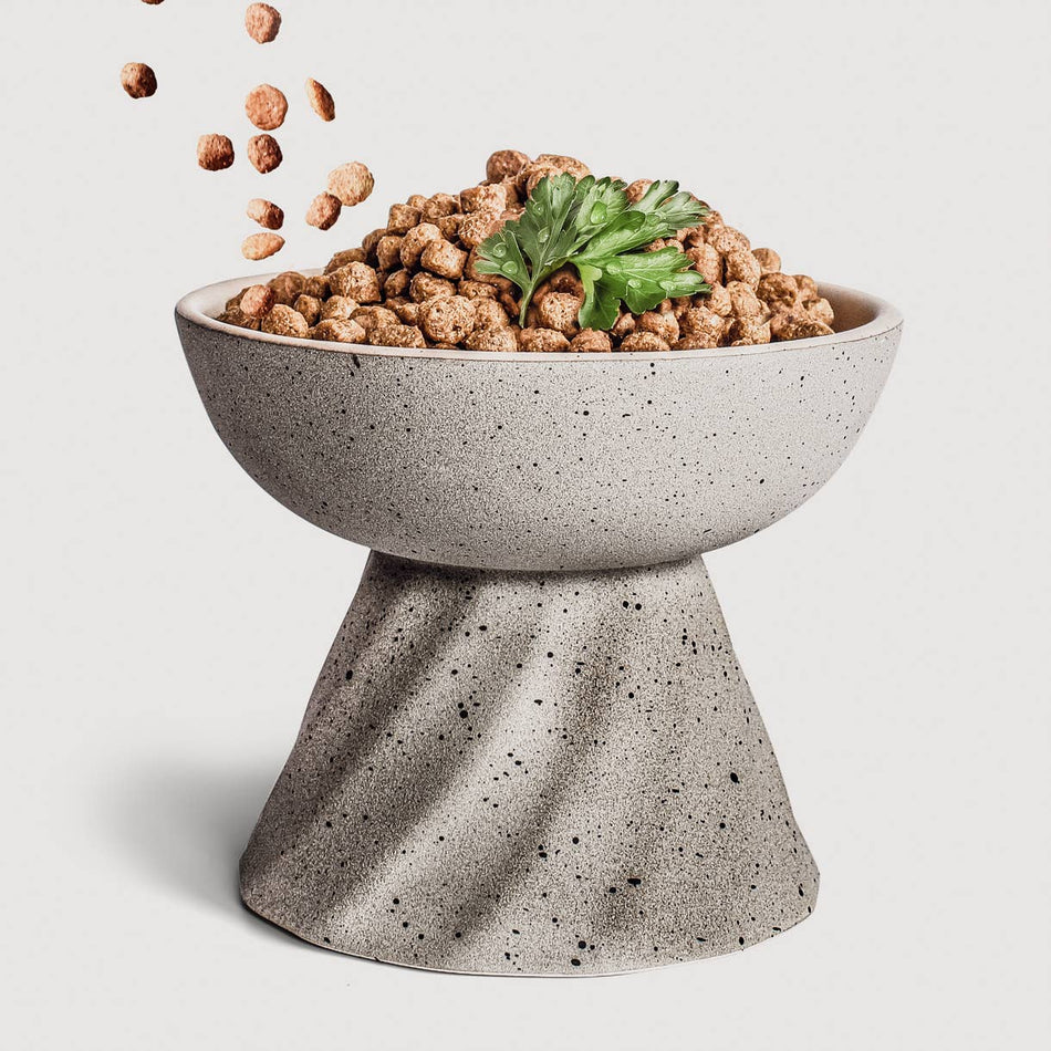 Bol ceramic elevat pentru pisici Ne&No cu aspect de piatra