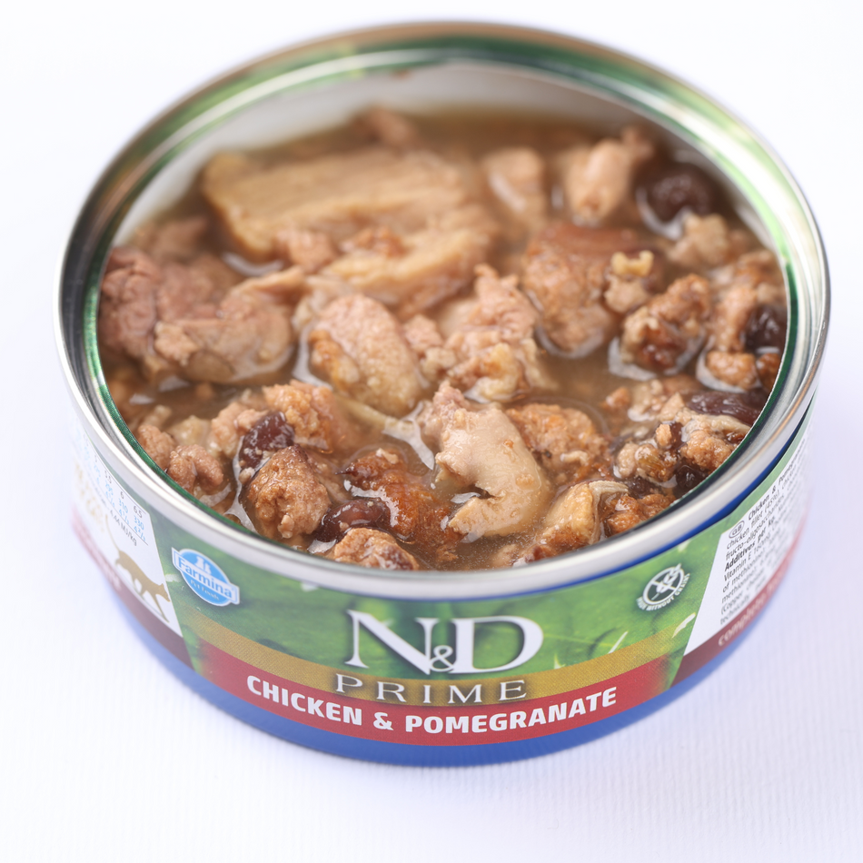 N&D Prime hrana umeda cu pui si rodie pentru pisici adulte, 70 g