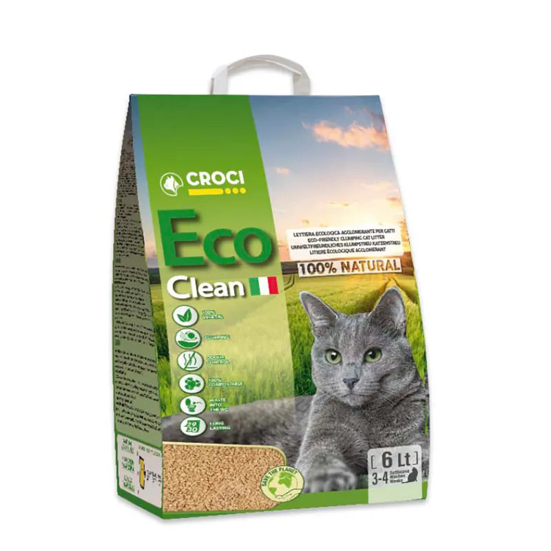 Croci Eco Clean nisip vegetal aglomerant pentru pisici, 6 L, 2.5 kg