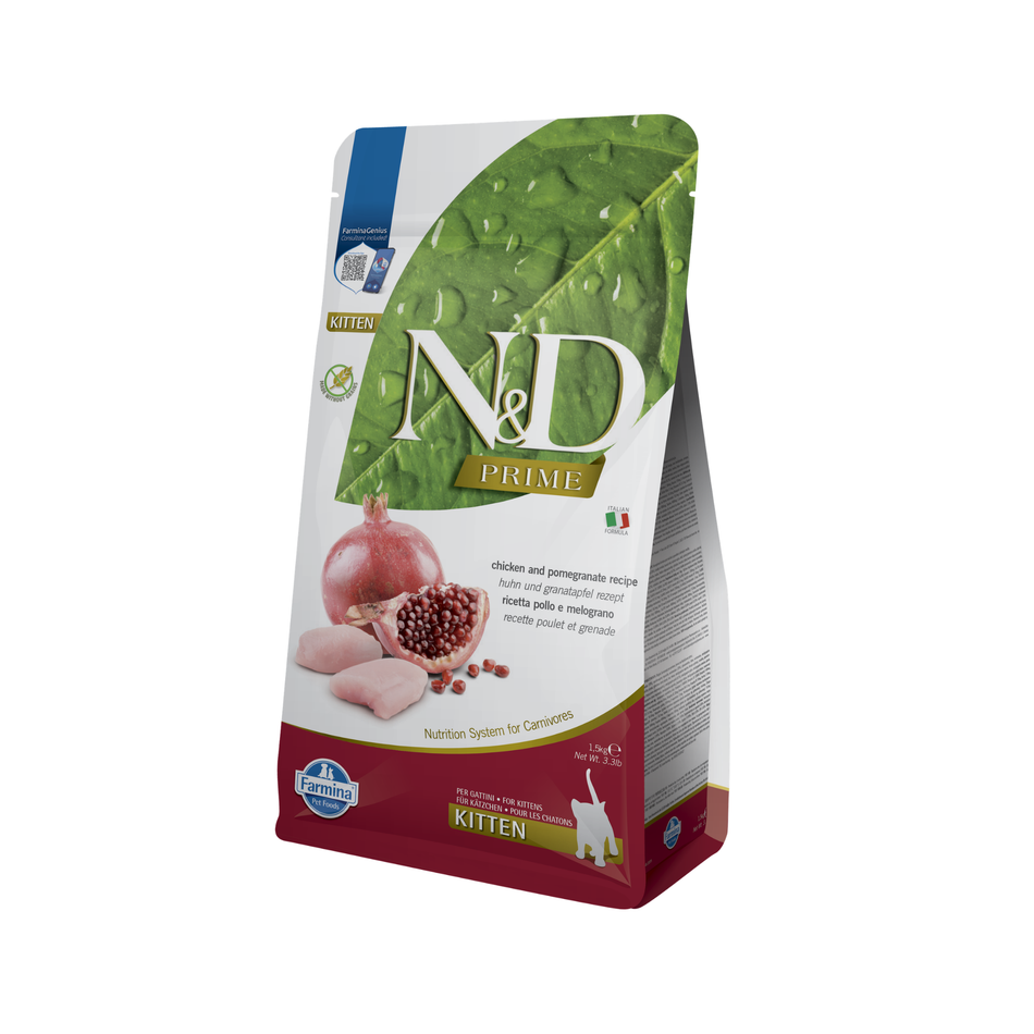 N&D Prime Kitten hrană uscată pentru pisoi cu pui și rodie, 1,5 kg