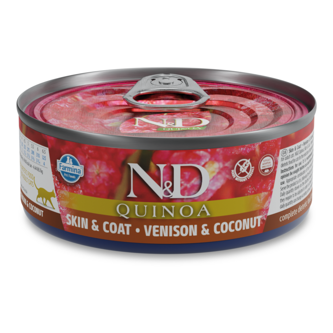N&D Quinoa Skin & Coat hrana umeda cu vanat pentru pisici, 80 g