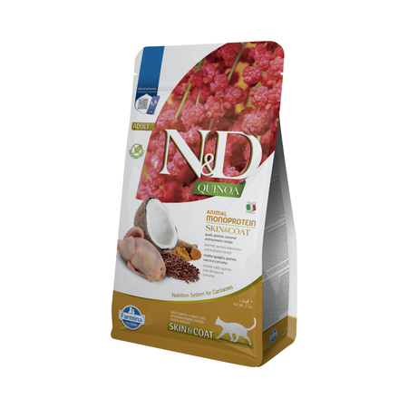 N&D Quinoa Skin & Coat hrana uscata cu prepelita pentru pisici, 1.5 kg