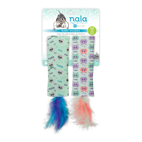 Nala Bunny Kickerz set 2 jucarii cu catnip, pene si efect fosnitor pentru pisici