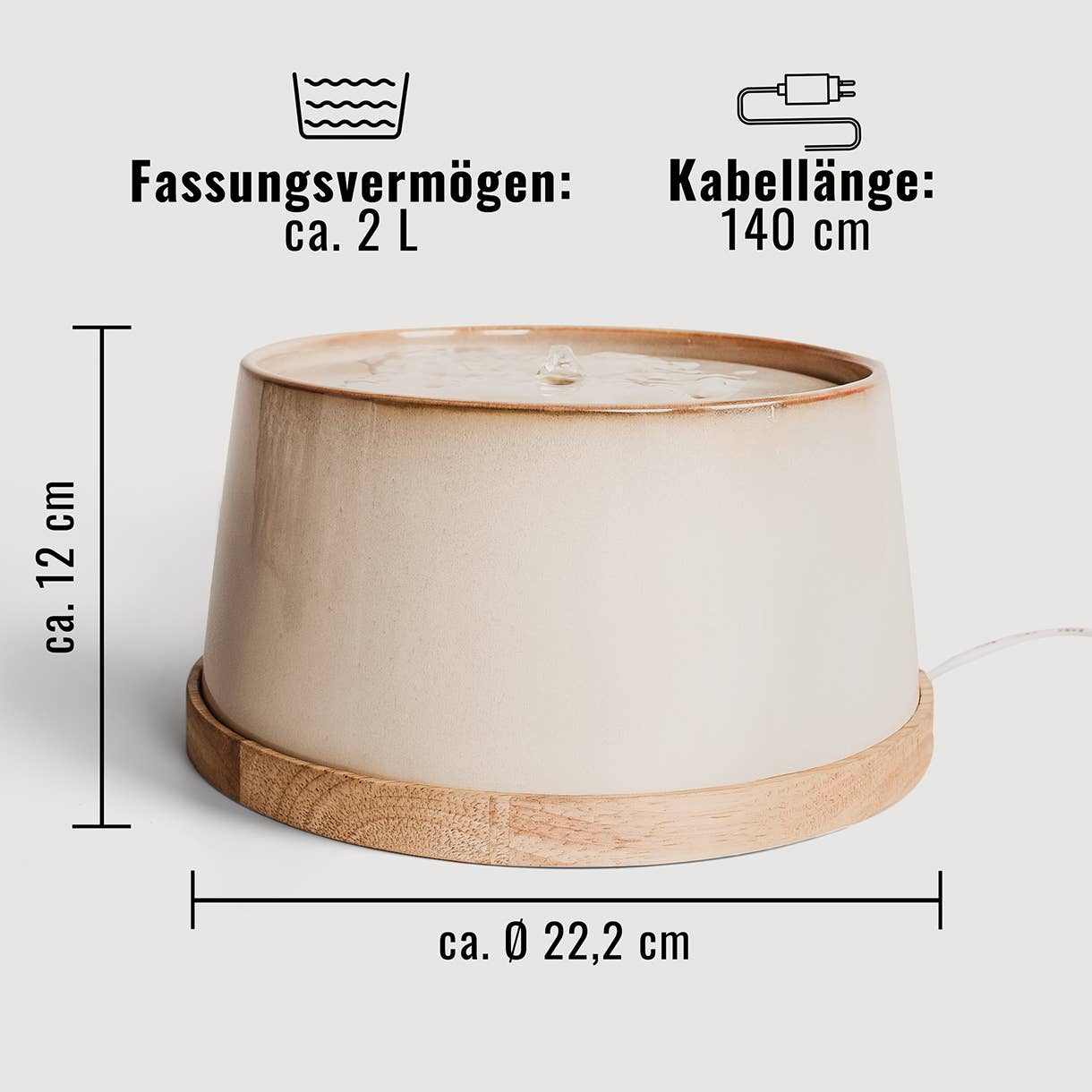 Ne&no fantana ceramica pentru pisici, cu baza din bambus