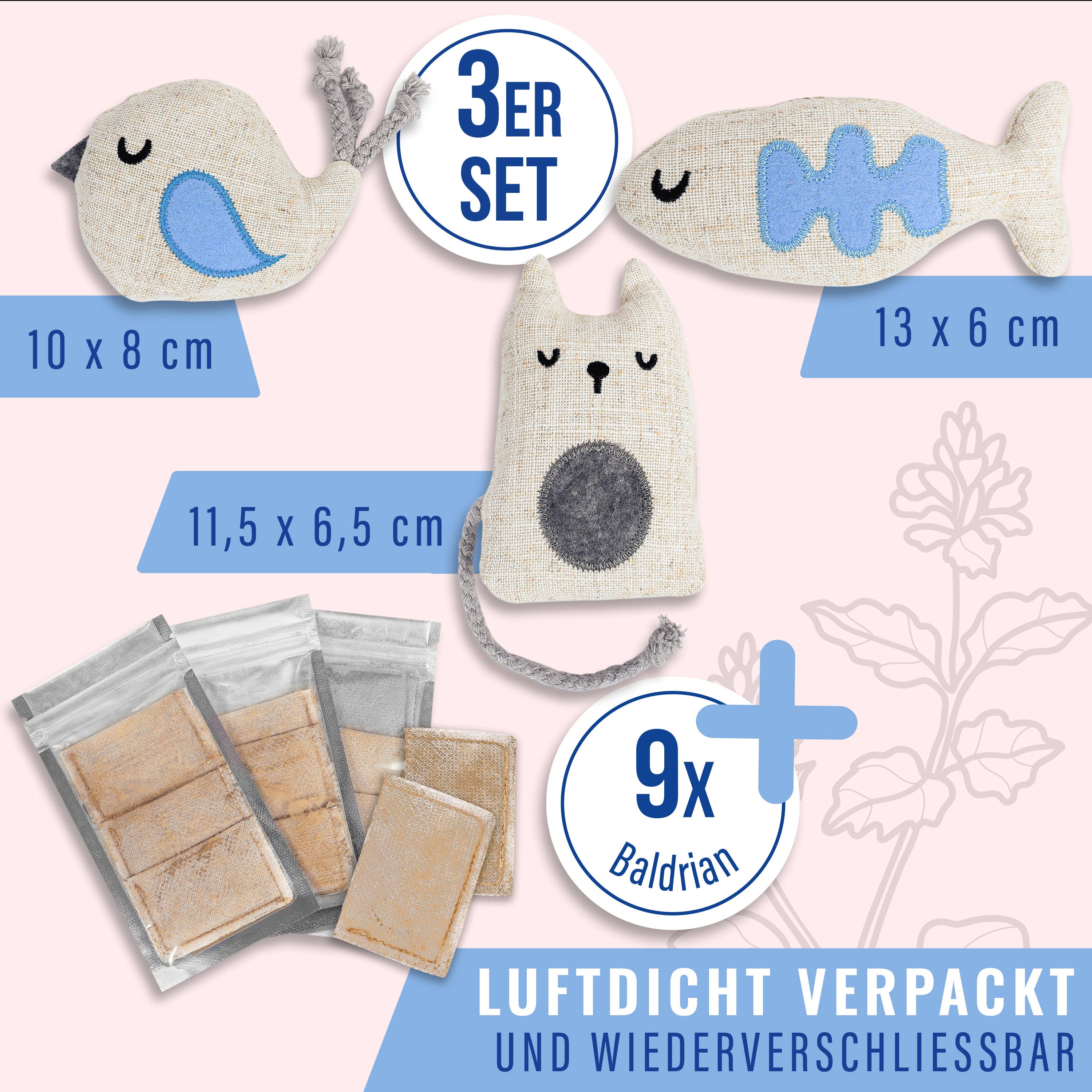 Ne&no jucarii pentru pisici cu valeriana, set 3 piese cu rezerve