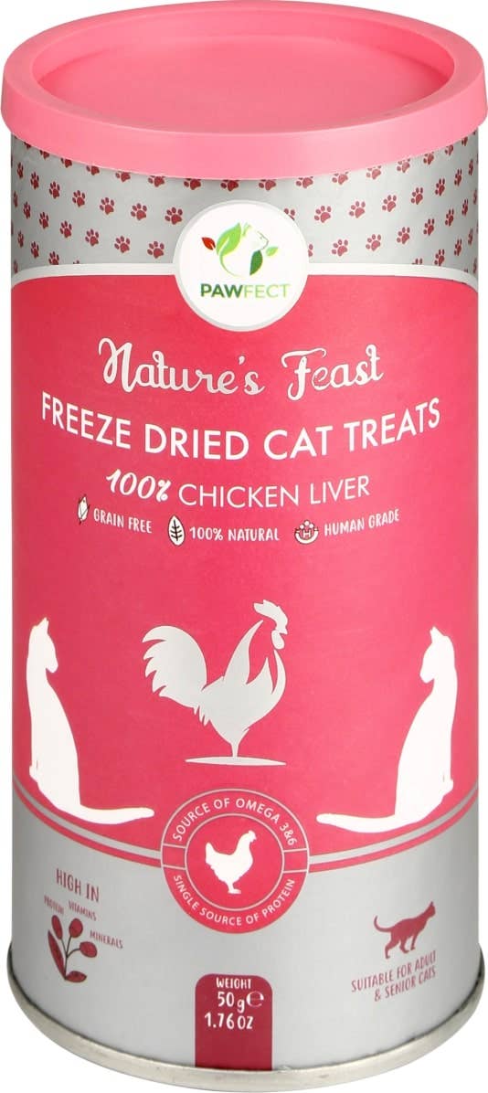 PawFect recompense pisici freeze-dried ficat pui 50 g