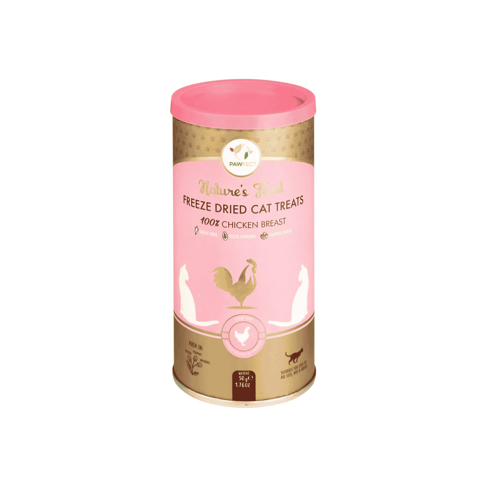 PawFect recompense freeze-dried pentru pisici, piept de pui, 50 g