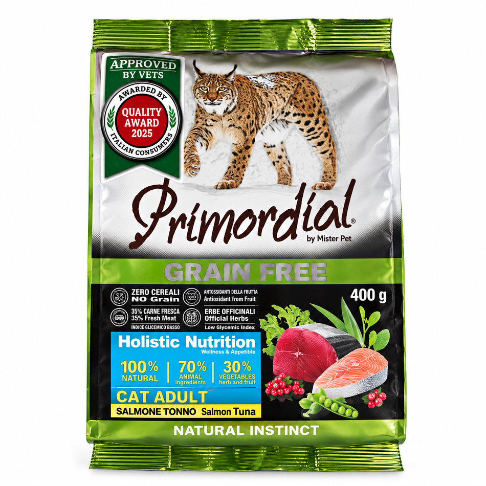 Primordial Grain Free Adult hrana uscata pentru pisici cu somon si ton, 400 g