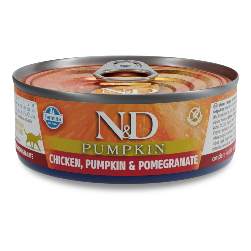N&D Pumpkin hrana umeda cu pui, dovleac si rodie pentru pisici, 70 g