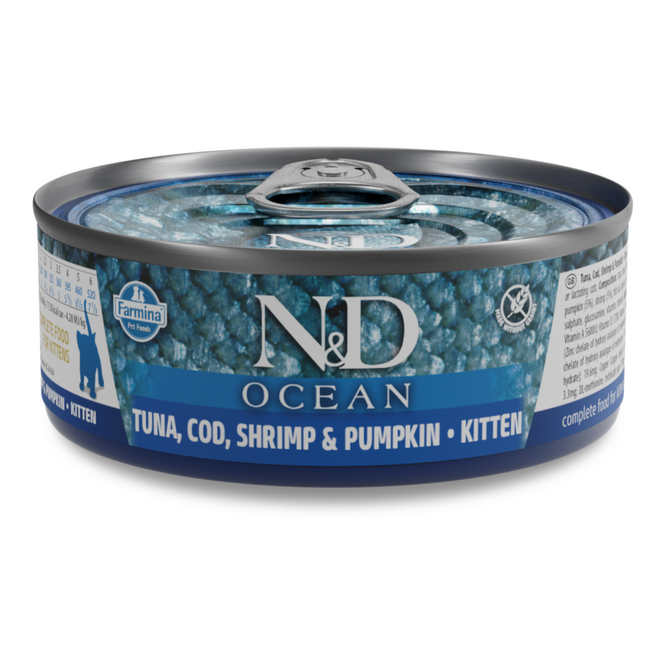 N&D Ocean Kitten hrană umedă pentru pisoi, cod, creveți și dovleac, 70 g