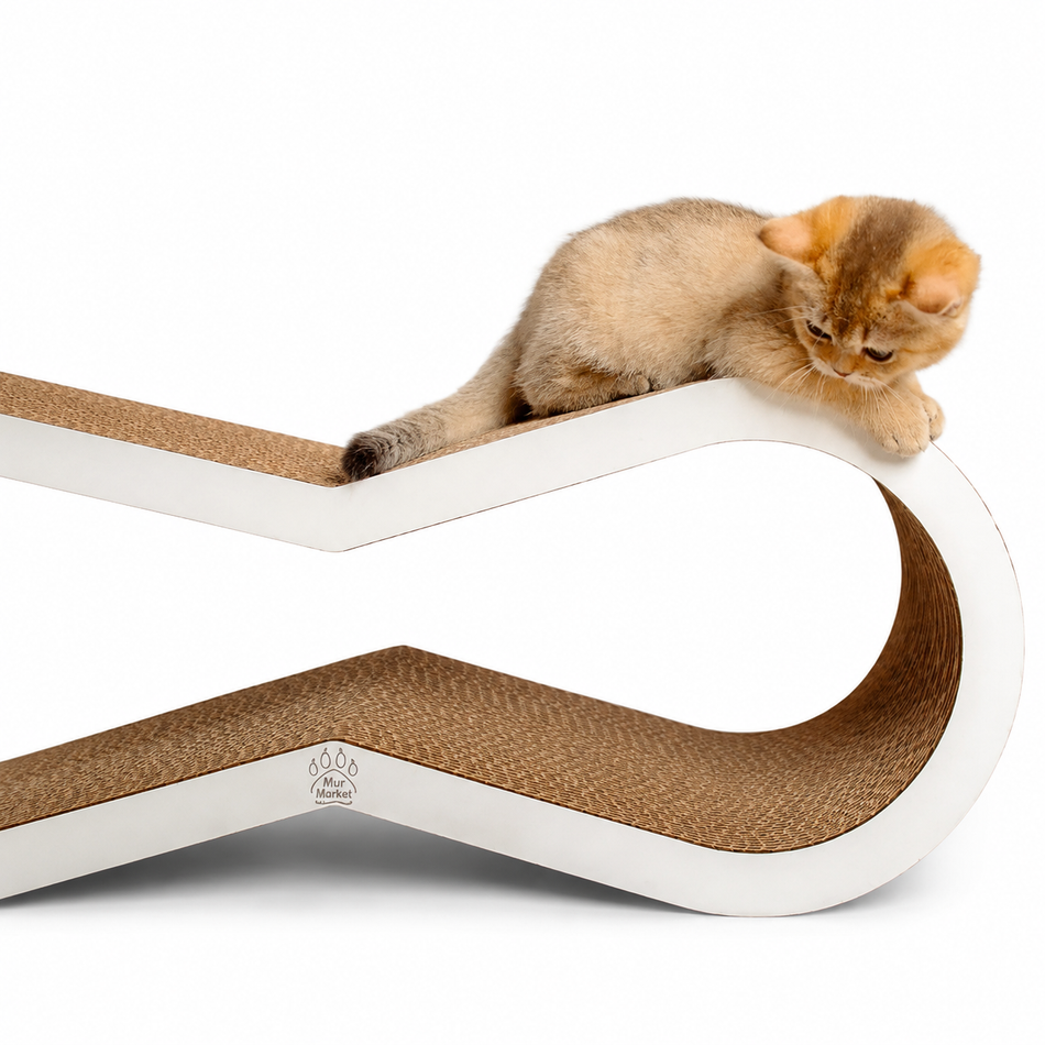 MurMarket Tiny Tiger M scratcher cu tunel din carton ondulat pentru pisici, 66 x 26 x 22 cm