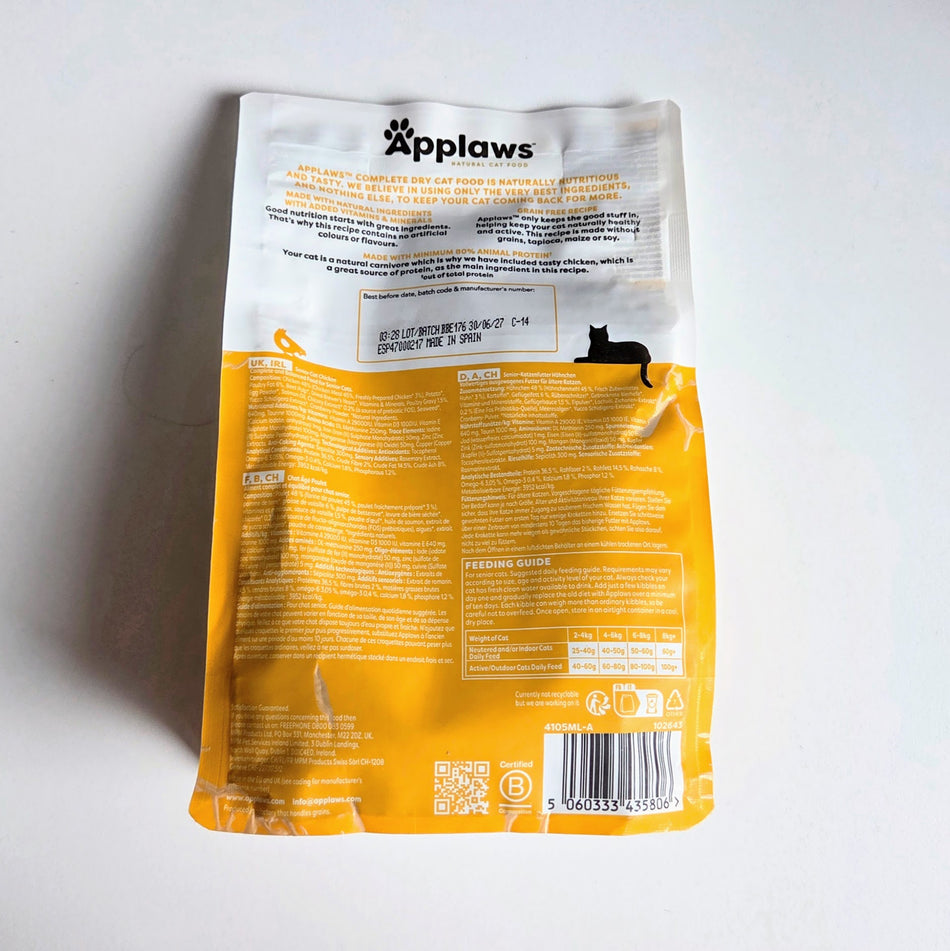 Applaws hrana uscata pentru pisici senior, cu pui, 400 g