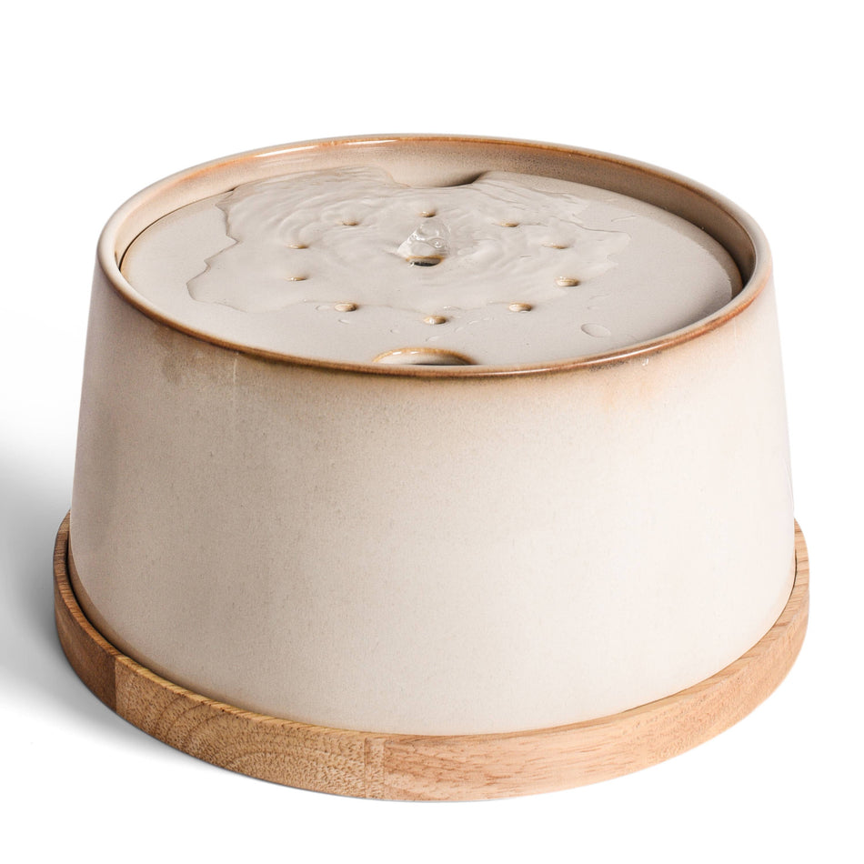 Ne&no fantana ceramica pentru pisici, cu baza din bambus
