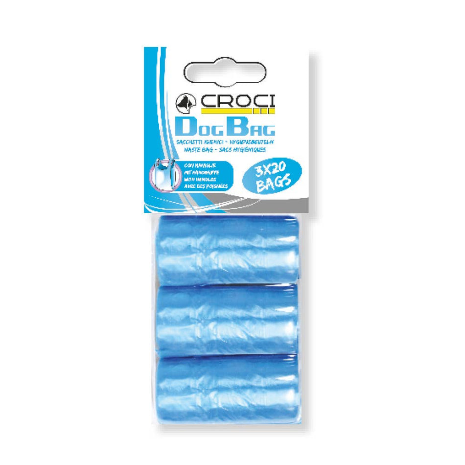 Croci Poop Bag pungi igienice cu manere pentru litiera, 3 role x 20 bucati
