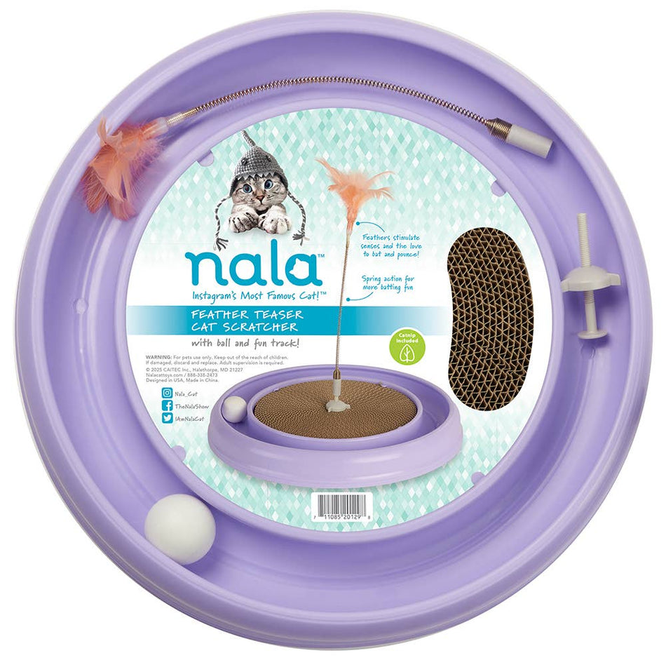 Nala Cat Scratcher with Feather Teaser scratcher cu pista si jucarie cu pene pentru pisici
