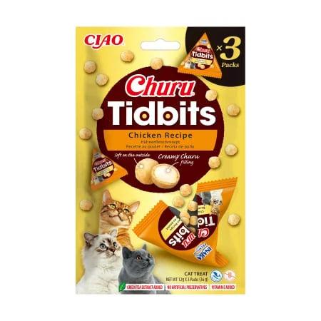 Churu Tidbits recompensa pentru pisici, pui, 3 x 12 g | Inaba