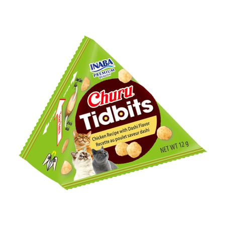 Churu Tidbits recompensă pentru pisici, pui și dashi, 3 x 12 g | Inaba
