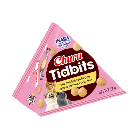 Churu Tidbits recompensa pentru pisici, ton si somon, 3 x 12 g | Inaba