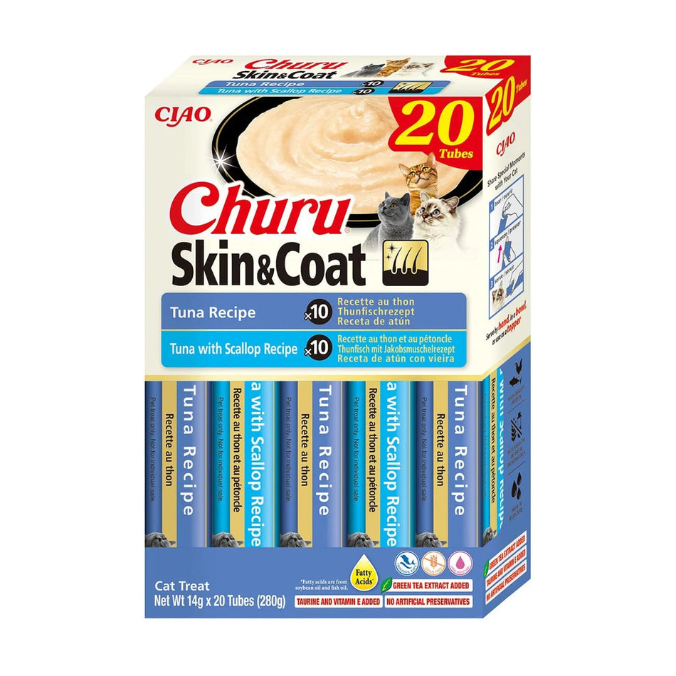 Churu Skin & Coat recompensa cremoasa pentru pisici, ton, 20 x 14 g