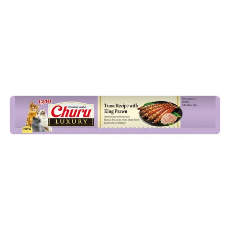 Churu Luxury recompensă cremoasă pentru pisici cu ton și creveți King, 4 x 14 g
