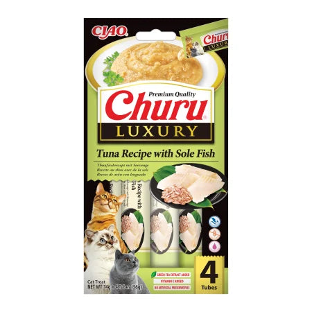 Churu Luxury recompensa cremoasa pentru pisici, ton cu sole fish, 4 x 14 g