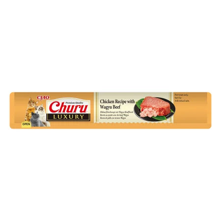 Churu Luxury recompensa cremoasa pentru pisici, pui cu vita Wagyu, 4 x 14 g