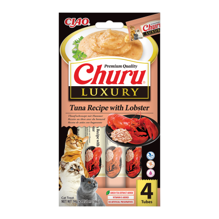 Churu Luxury recompensa cremoasa pentru pisici, ton cu homar, 4 x 14 g