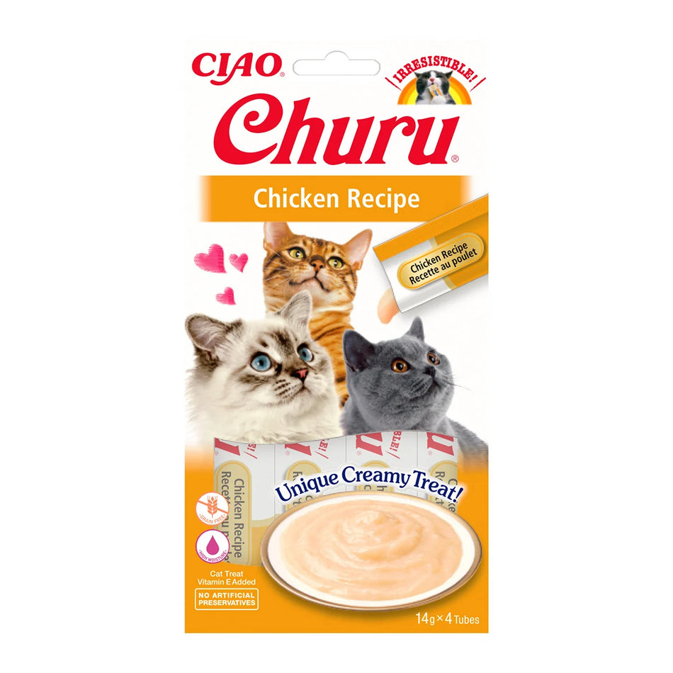 Churu recompensa cremoasa pentru pisici, pui, 4 x 14 g