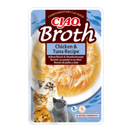 Ciao Churu Broth hrană umedă pentru pisici cu pui și ton, 40 g