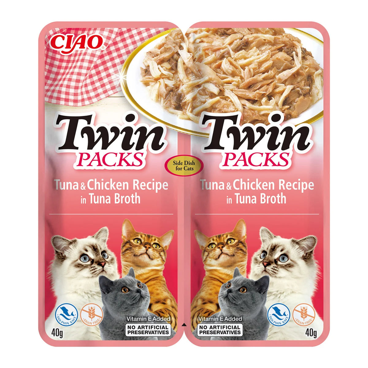 Ciao Churu Cat Twin hrană umedă pentru pisici cu ton și pui în supă de ton, 80 g