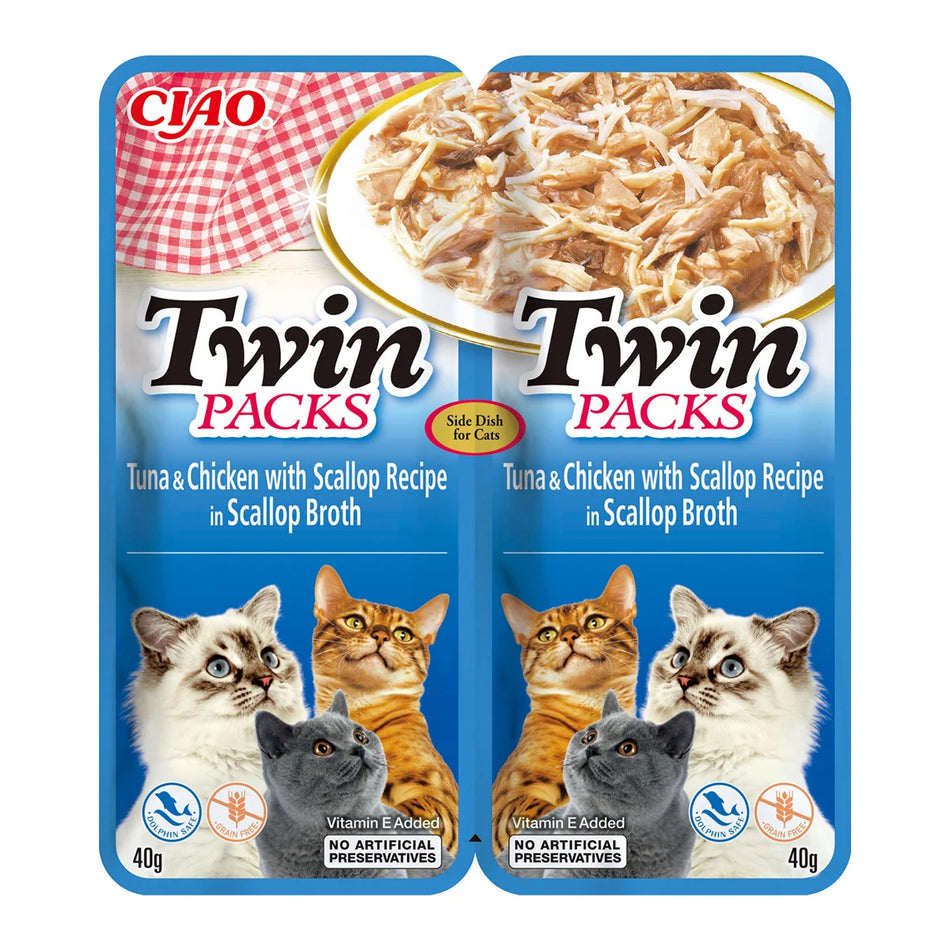 Ciao Churu Cat Twin pentru pisici, ton cu pui in supa de scoici, 80 g