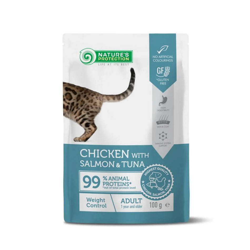 Nature's Protection Weight Control pui, somon si ton pentru pisici, 100 g