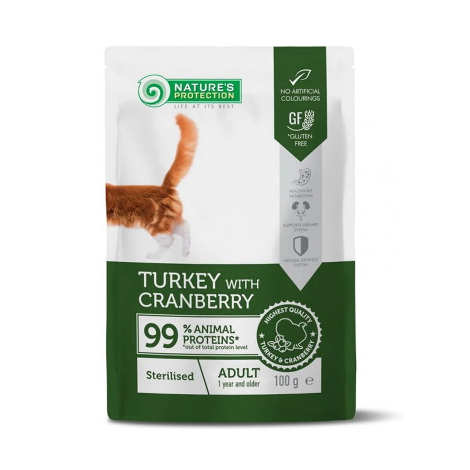 Nature’s Protection Sterilised Adult Cat Curcan si Merisoare 100 g