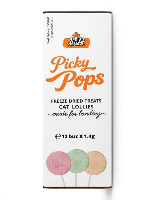 Pet's Dessert Picky Pops acadele liofilizate pentru pisici, 3 arome, 12 x 1,4 g